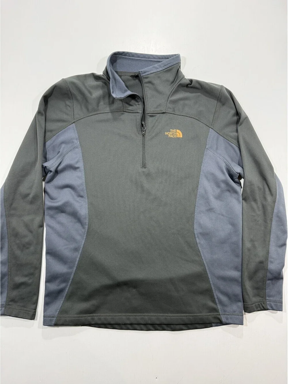 The North Face Pullover Mens M Gray Blue 1/4 Zip Fleece Hiking Outdoor Jacket